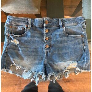 American Eagle Outfitters Light Blue Cotton Blend High Rise Jean Shortie Size 14